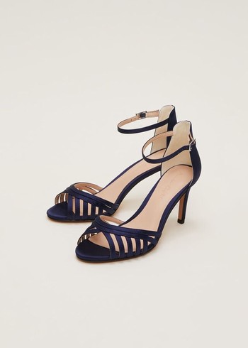 Phase Eight Satin Strappyed Heels Navy Australia | ES7269183